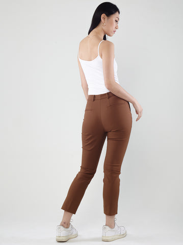 Power Suits High-Rise Pants-Coffee