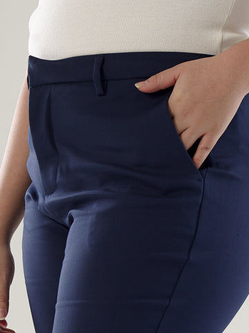 Power Suits High-Rise Pants-Navy
