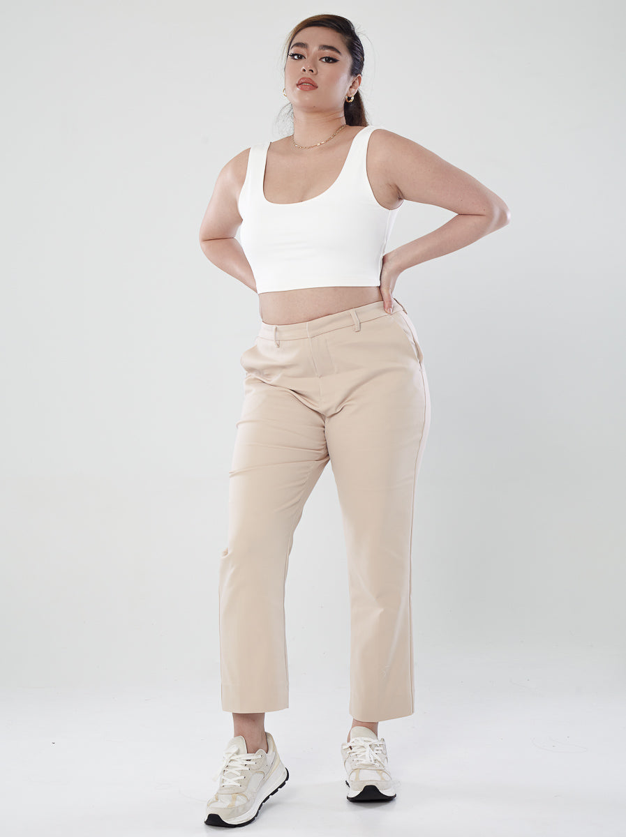 Power Suits High-Rise Pants-Sand