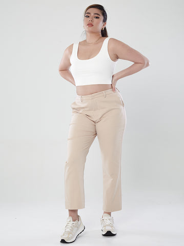 Power Suits High-Rise Pants-Sand