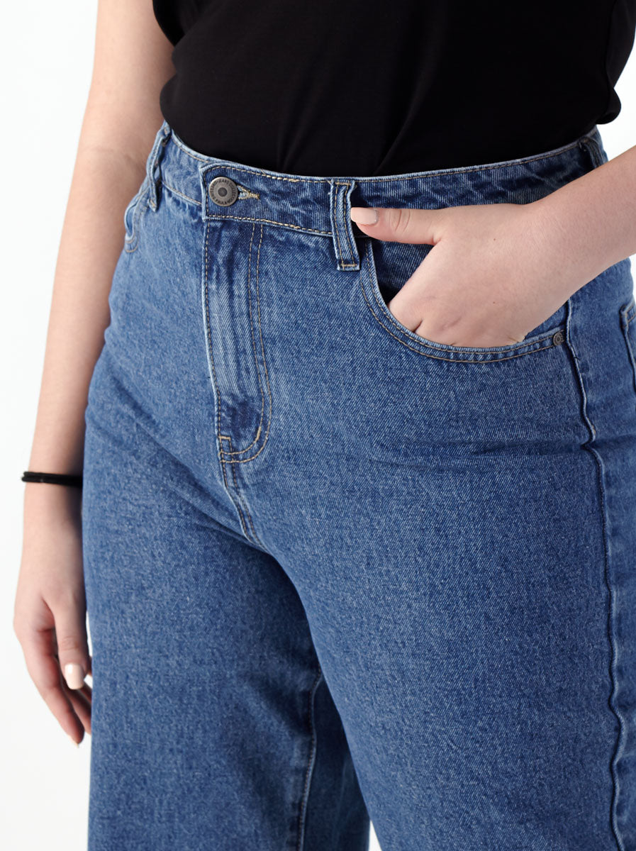 High-Rise Wide Leg Cut Jeans - Blue