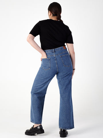High-Rise Wide Leg Cut Jeans - Blue