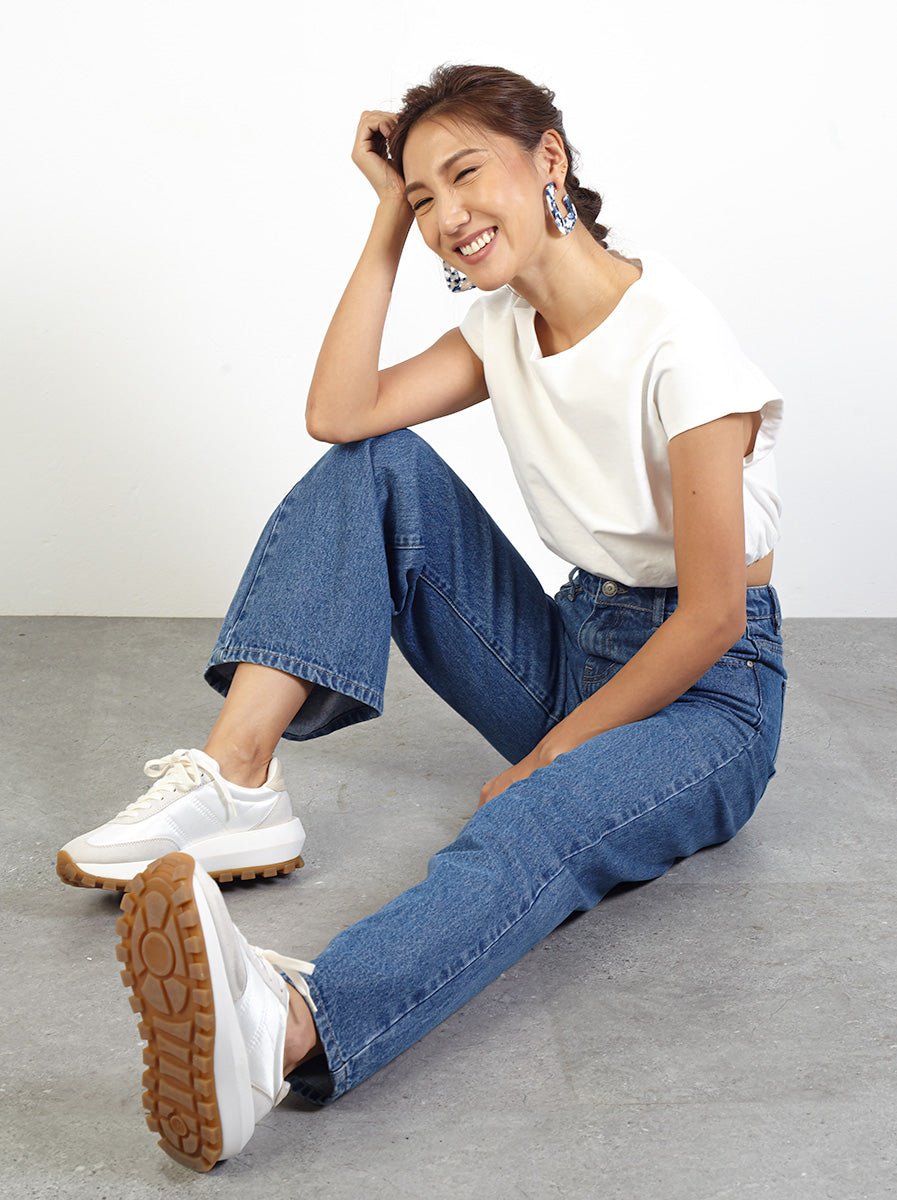 High-Rise Wide Leg Cut Jeans - Blue