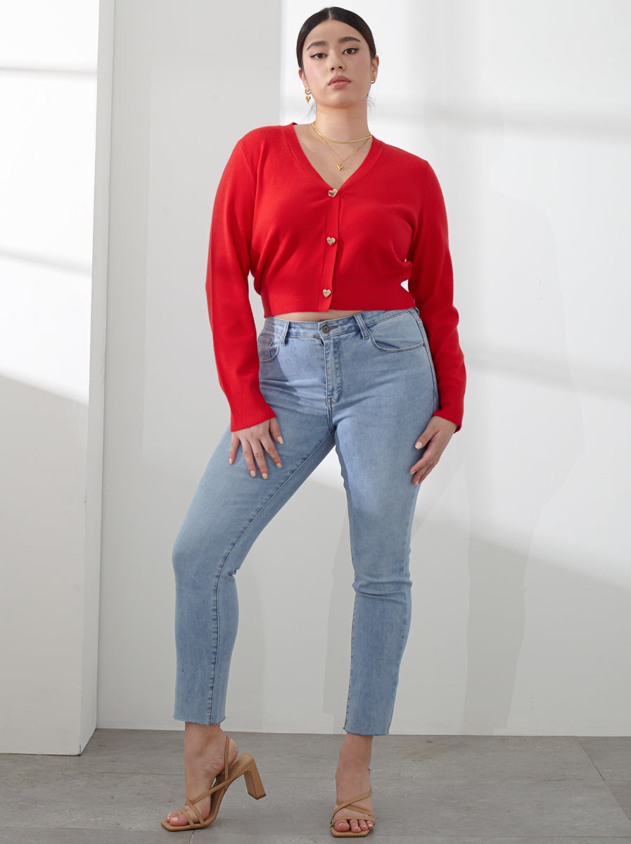 Distressed Cropped Mid-Rise Skinny Jeans