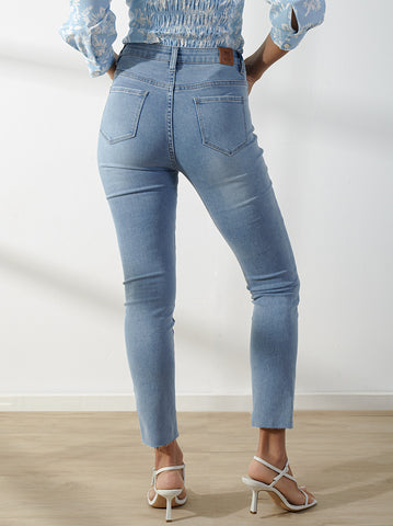 Distressed Cropped Mid-Rise Skinny Jeans