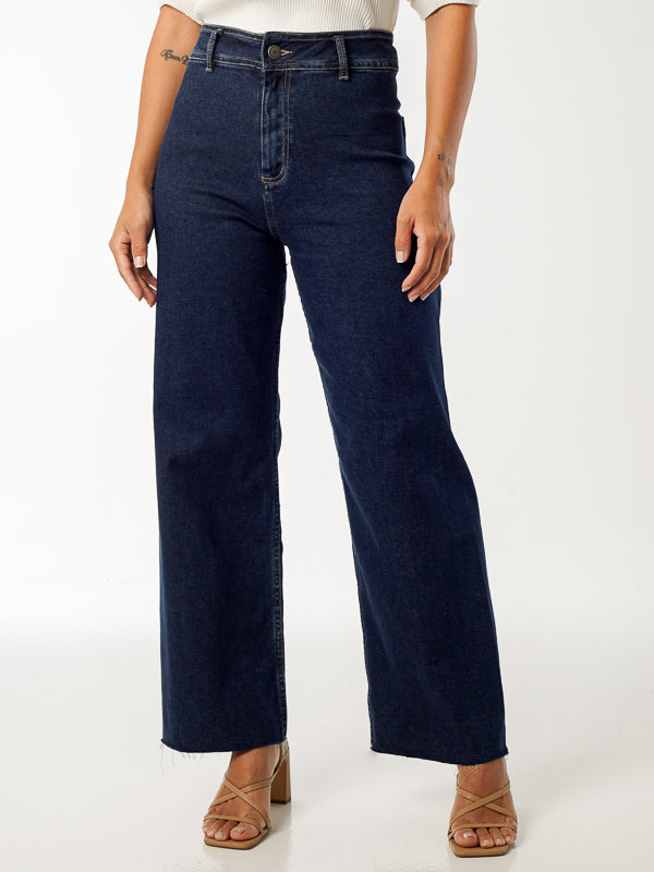 High-Rise Wide Leg Cut Jeans - Color