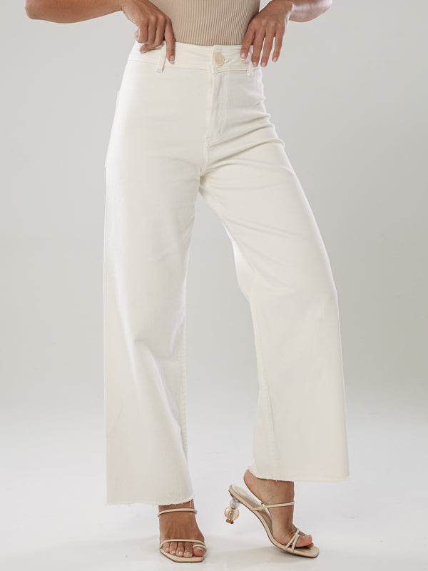 High-Rise Wide Leg Cut Jeans - Color