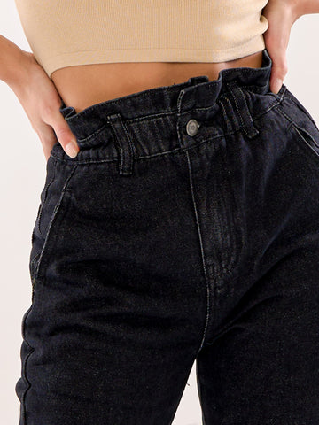 Elastic Waist Paperbag Jeans