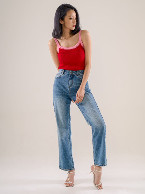 High-Rise Straight Cut Jeans - Blue
