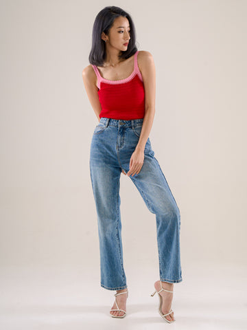 High-Rise Straight Cut Jeans - Blue