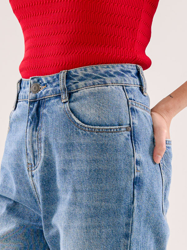 High-Rise Straight Cut Jeans - Blue