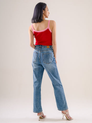 High-Rise Straight Cut Jeans - Blue