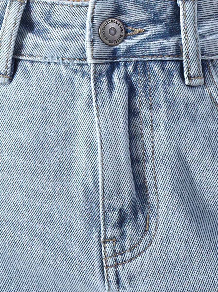 Mid-Rise Asymmetrical Denim Skirt