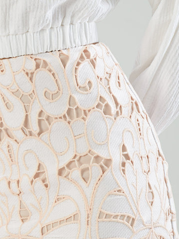 Guipure Lace Short Skirt