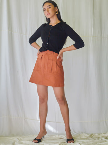 Short A-line Cotton Twill Skirt