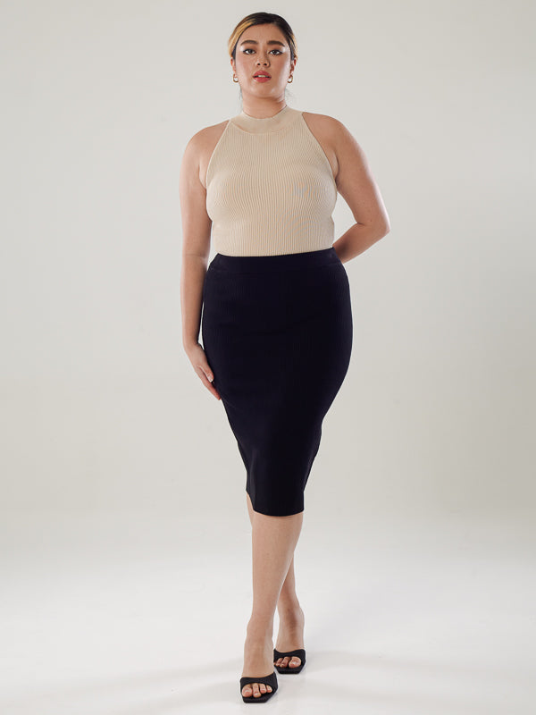 Rib-Knit Pencil Skirt
