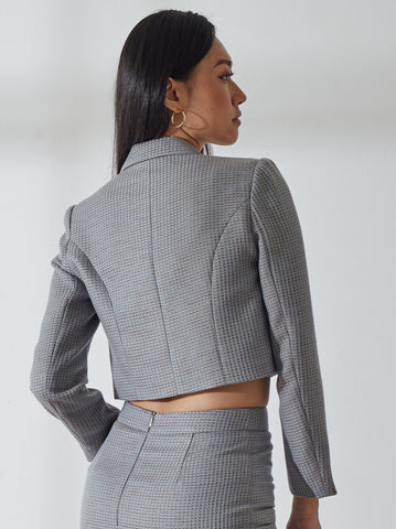 Double-Breasted Tweed Crop Blazer