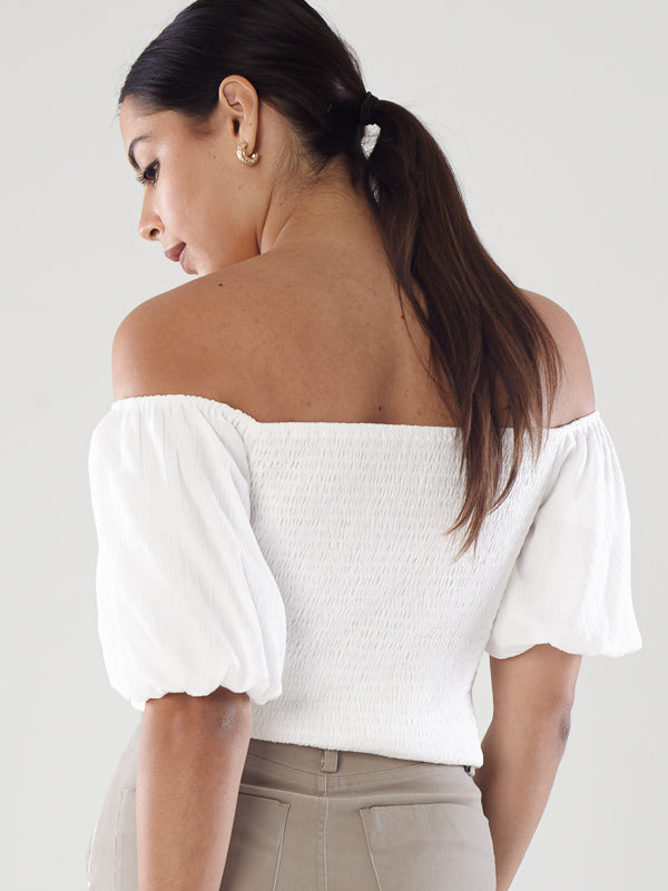 Off-Shoulder Smocked Top