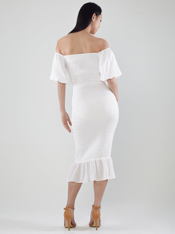 Off-Shoulder Smocked Dress