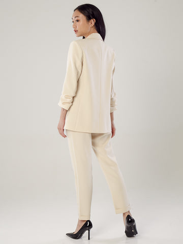 Chriselle Ruched Blazer-Beige