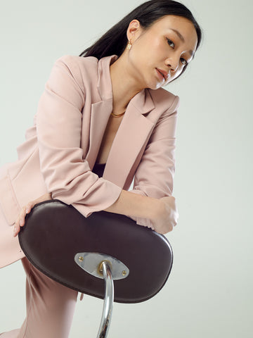 Chriselle Ruched Blazer-Dusty Pink