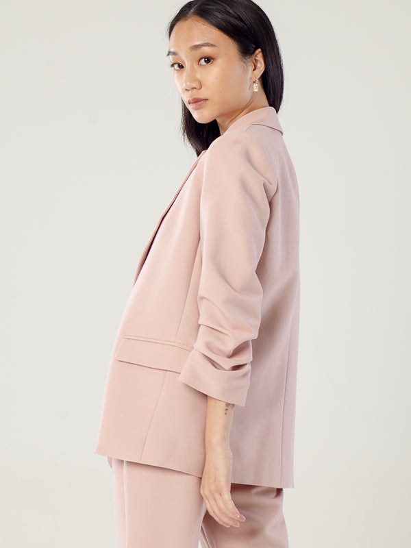 Chriselle Ruched Blazer-Dusty Pink