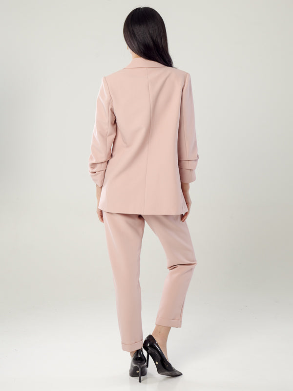 Chriselle Ruched Blazer-Dusty Pink