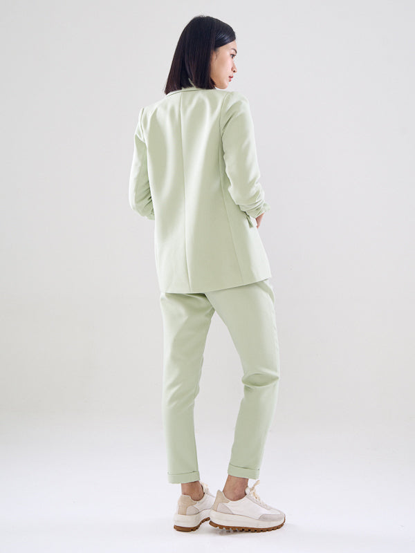 Chriselle Ruched Blazer-Mint Green