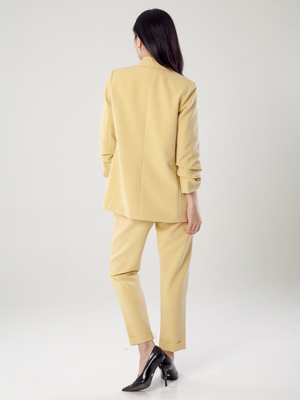 Chriselle Ruched Blazer-Yellow