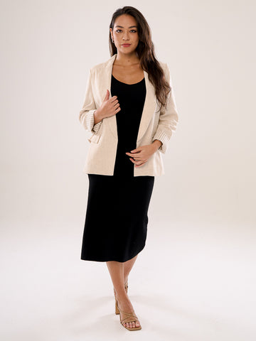 Linen Blazer With Printed Cuffs