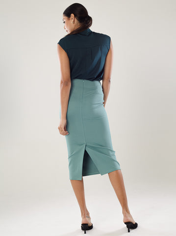 Knit Midi Pencil Skirt
