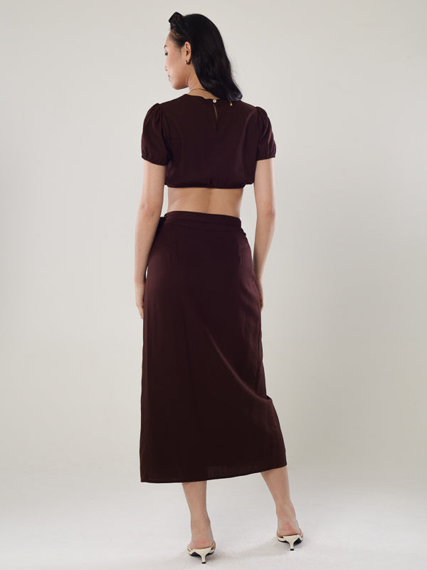 Linen Wrap Midi Skirt