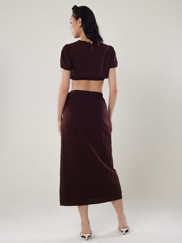 Linen Wrap Midi Skirt