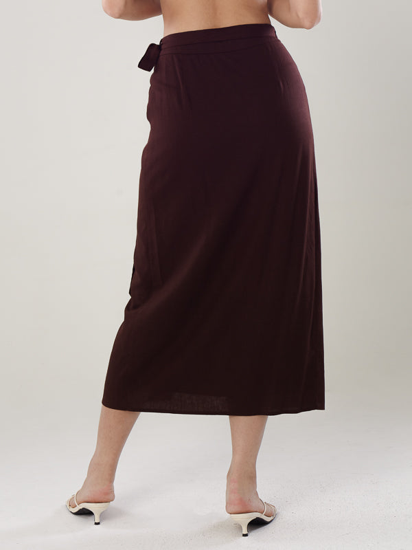 Linen Wrap Midi Skirt