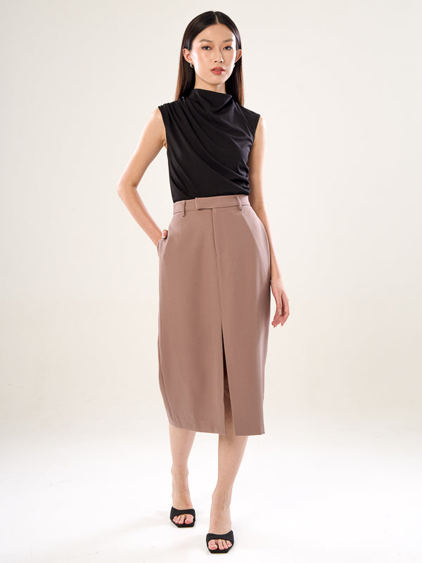 Midi Skirt With Front Slit