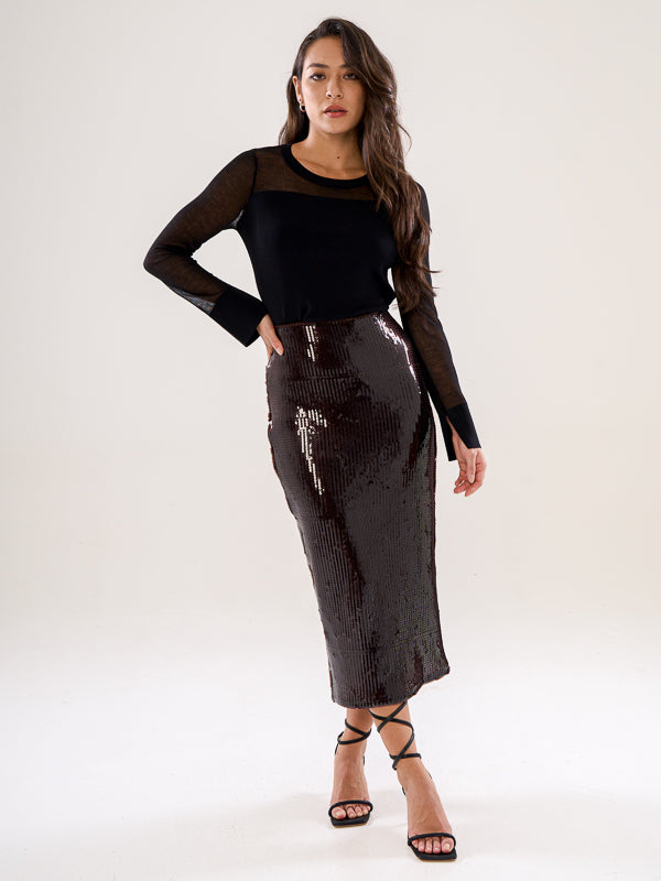 Sequinned Midi Skirt