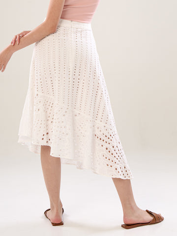Broderie Asymmetrical Skirt