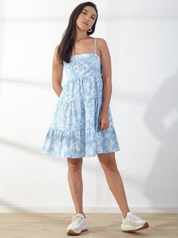 Printed Linen Empire Dress