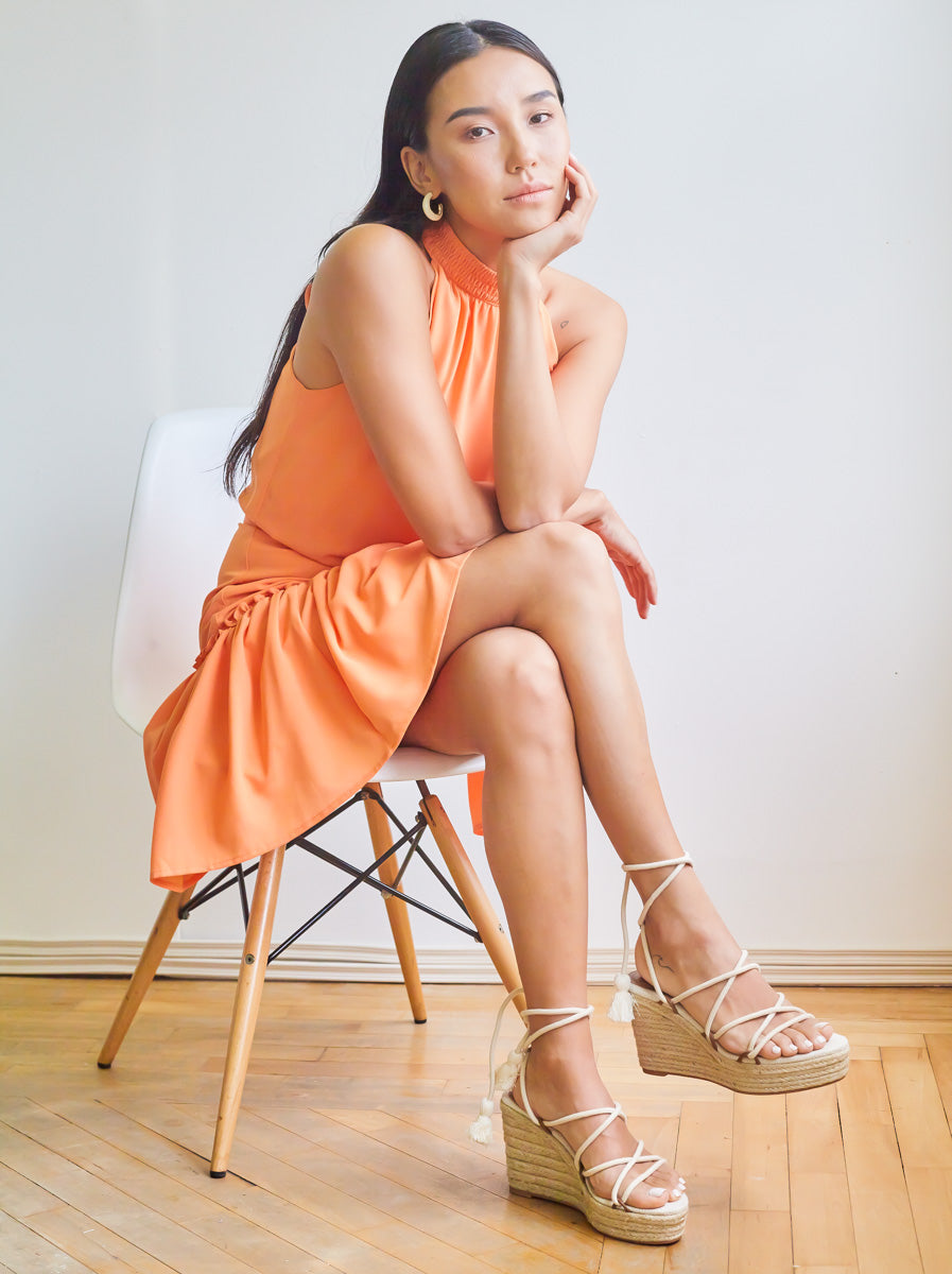 Sleeveless Gathered Short Dress