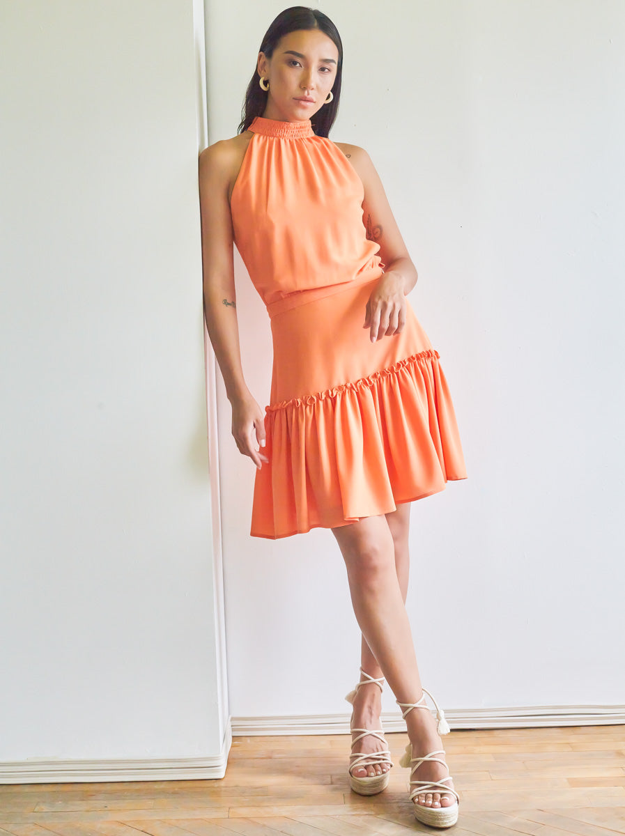 Sleeveless Gathered Short Dress