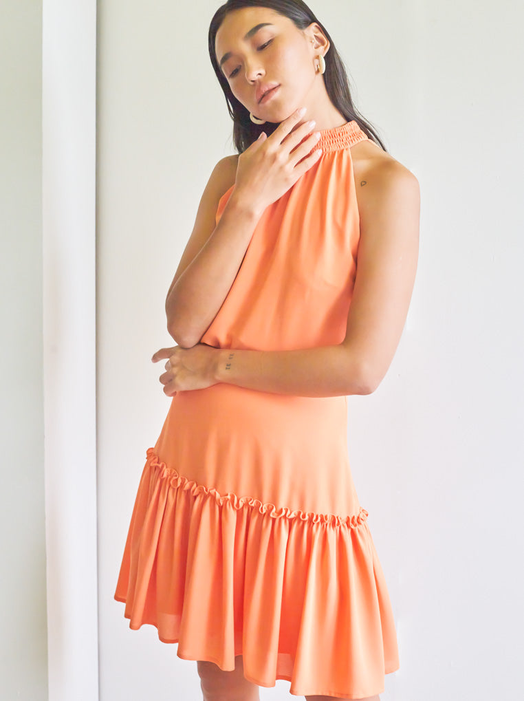 Sleeveless Gathered Short Dress