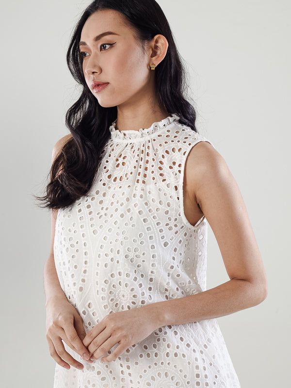 Cotton Eyelet Short Dress