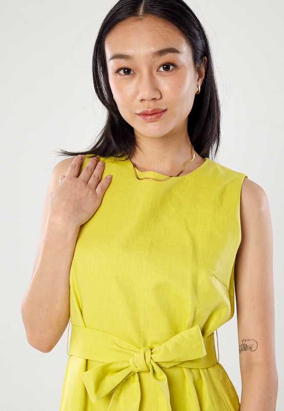 Linen Shift Dress With Belt