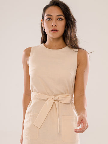 Linen Shift Dress With Belt