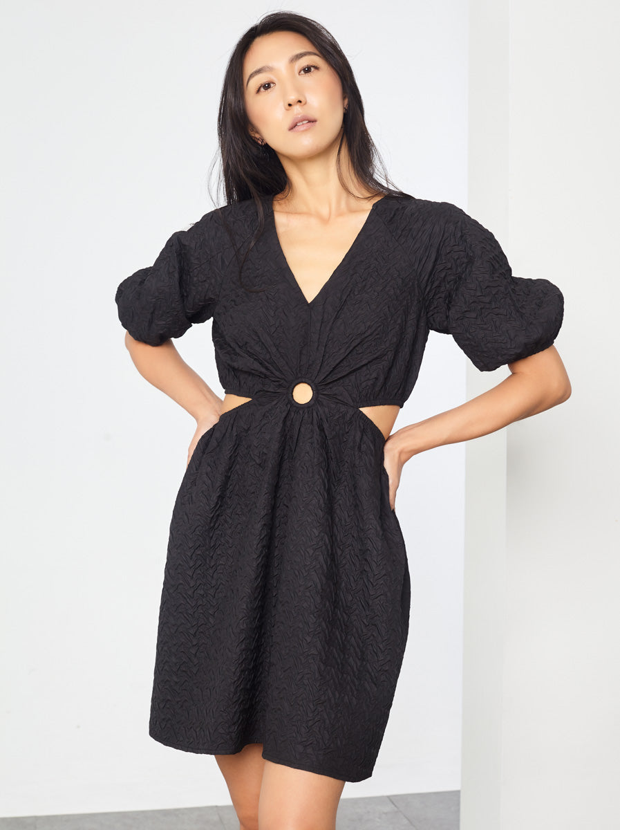 Deep V Dress with Cut-Out Details