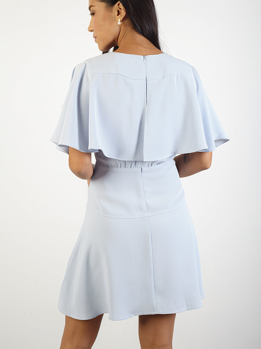 Flare Sleeve Crepe Dress