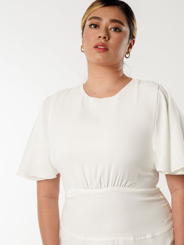 Flare Sleeve Crepe Dress