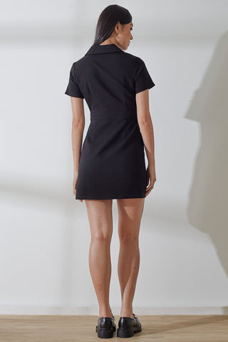 Collared Crepe Short Dress