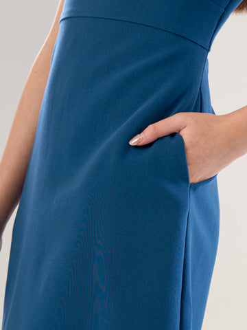 V-Neck Crepe Short Dress