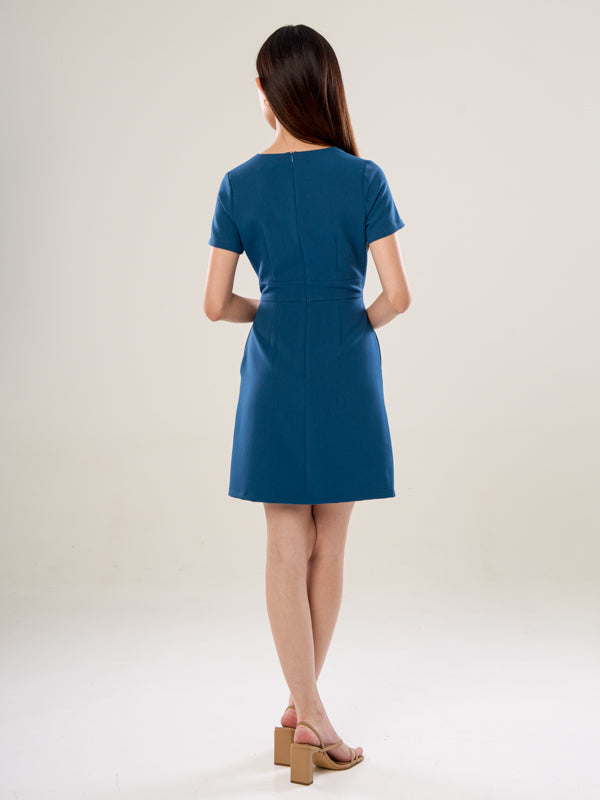 V-Neck Crepe Short Dress